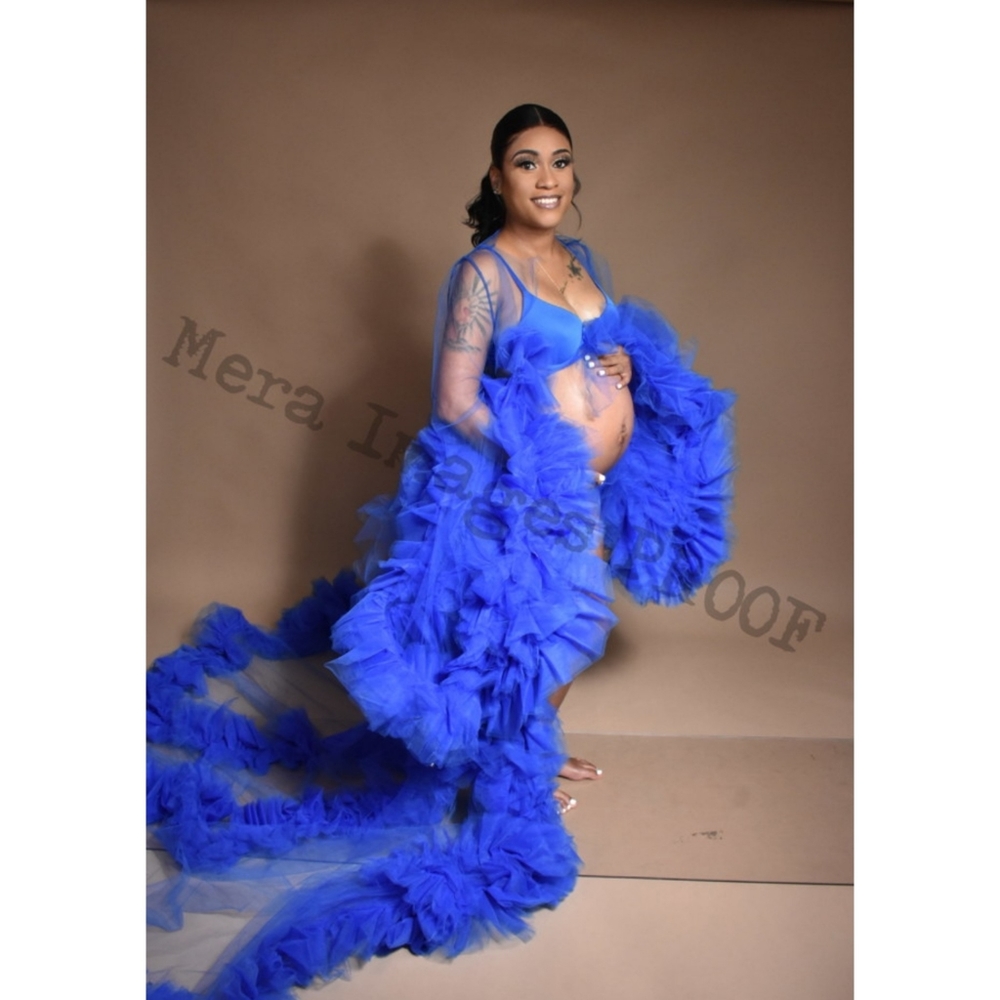 Blue Maternity Robe - Picture 2 of 3